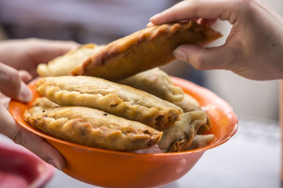 Colombian empanadas on a food tour in Medellín